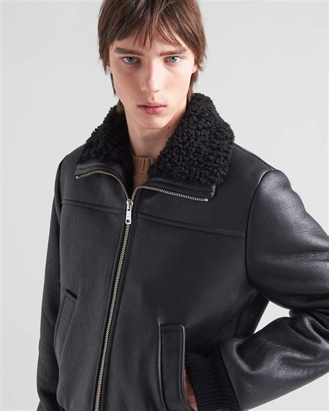 prada shearling coat men|Black Shearling Coat .